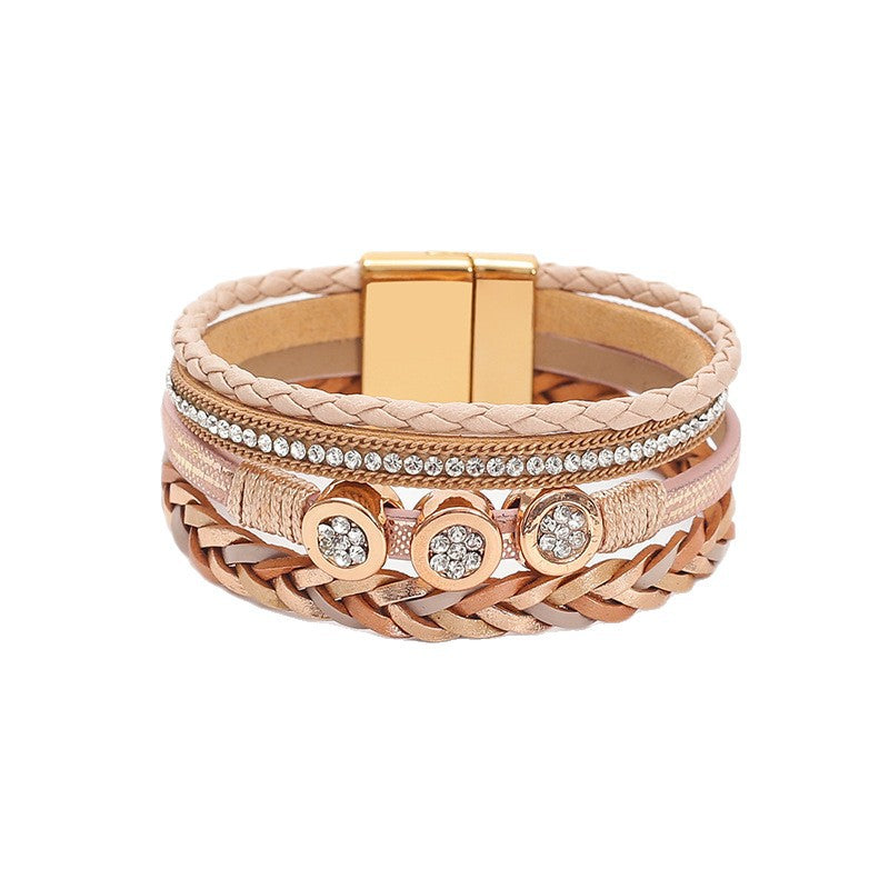 Wholesale PU leather woven bracelet,  Bohemian style bracelet